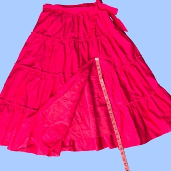 Jason Wu Designer Tiered Belted Side Zip Midi Skirt in Hot Pink. Size Small. New - Picture 13 of 15